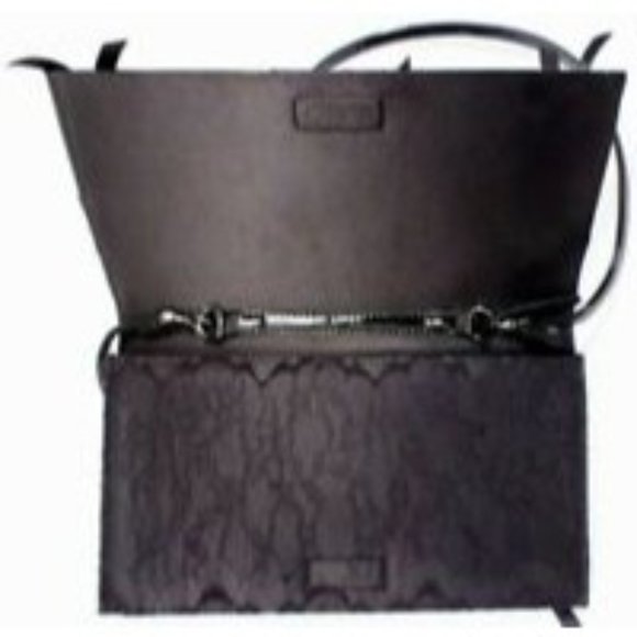 Prabal Gurung Embellished Clutch Purse Black Bows & Lace Neiman Marcus Designer - Picture 3 of 3
